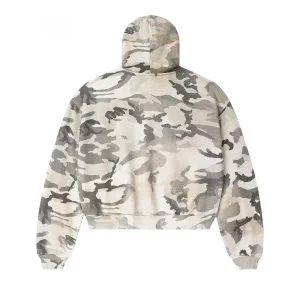 Vale Forever Camo Leopard Print Zip-Up Sand/Gray Hoodie