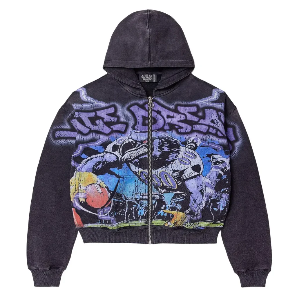 Vale Forever Raven Zip-Up Hoodie – Multi Black Vale Forever Raven Zip-Up Hoodie – Multi Black